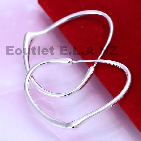 SEXY 35mm HEART SILVER EARRINGS